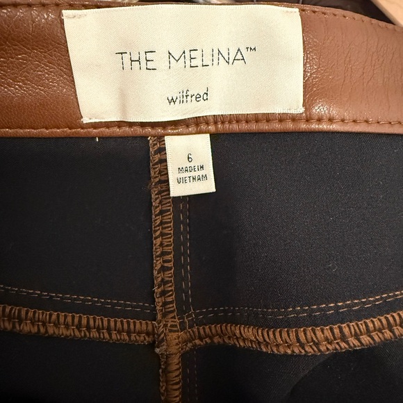 Aritzia Wilfred THE MELINA Women's Faux Vegan Leather Pants High Waist Sz 6 - Picture 5 of 7
